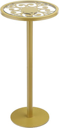 Gold Drink Table, Indoor Outdoor Small Round Side Table by Zexvida