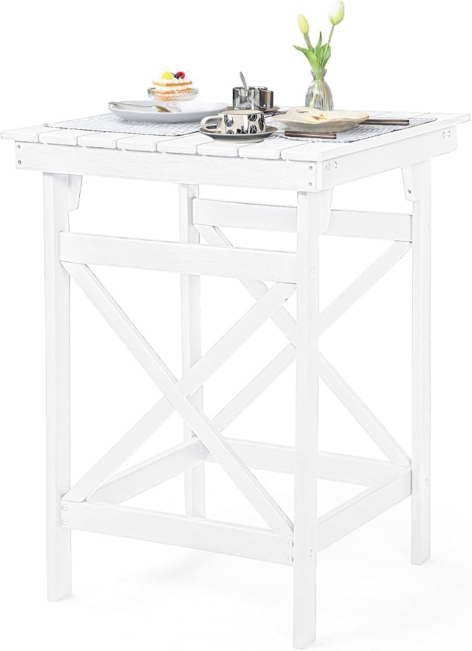 HDPE Outdoor Bar Table, Weather Resistant HDPE Patio High Top Pub Table by SeeHill
