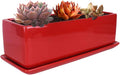 Vencer 14 Inch Rectangular Modern Minimalist Ceramic Succulent Planter Pot by Vencer