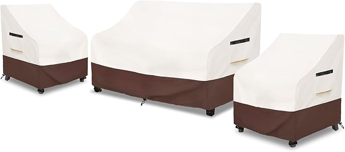 Patio Furniture Covers, 3 Piece Heavy Duty Waterproof Outdoor Furniture Cover by Rileytee