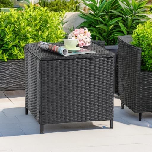 Verano Garden Outdoor Wicker Side Table, Small Storage Rattan Wicker End Table - Image 6