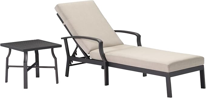 2 Pieces Lounge Chair Set, Outdoor Chaise Lounge Set, Never-Rust Aluminum Pool by SeeHill
