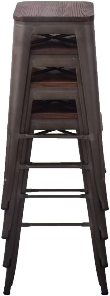 Andeworld Bar Stools Set of 4 Stackable Metal Bar Stools Industrial Counter - Image 9