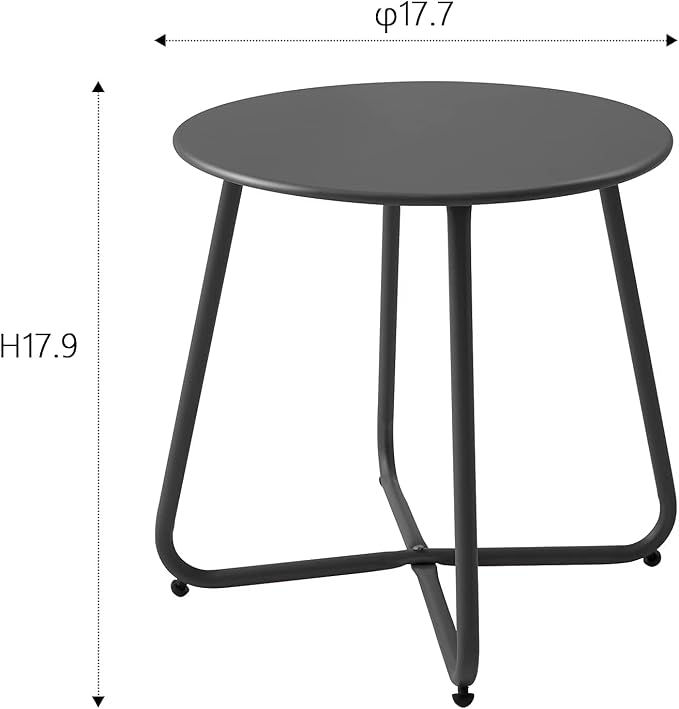 Outdoor Table Small Patio Side Table, Round Metal Side Table, Weatherproof - Image 3