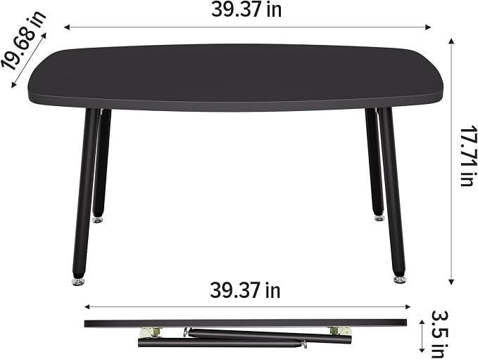 WOHOMO Folding Coffee Table 39.3'' Black Coffee Tables - Image 2