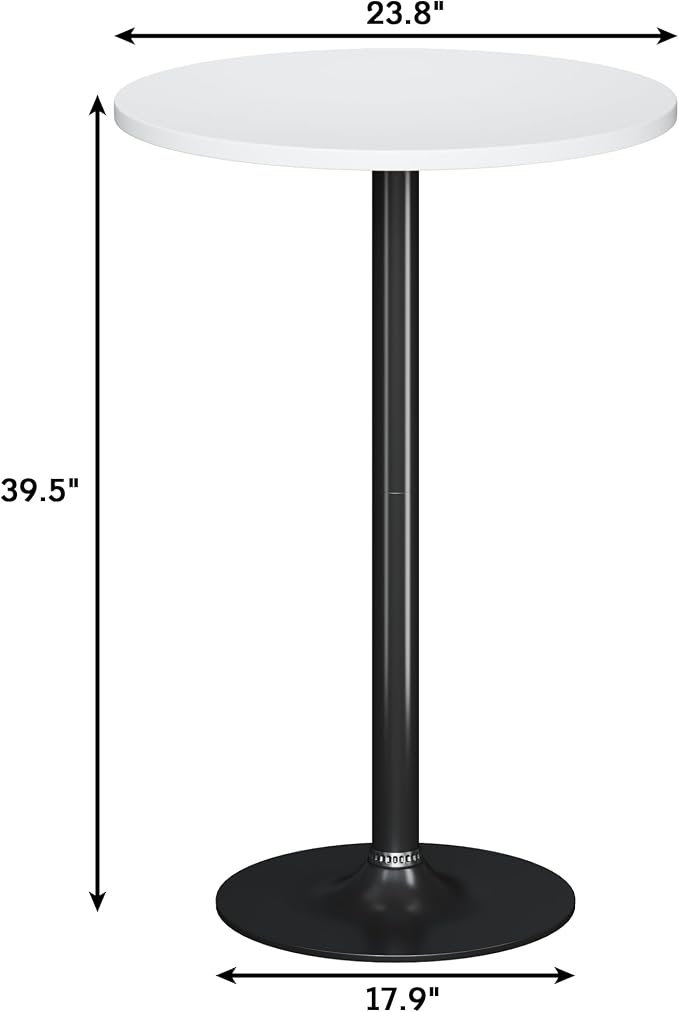 Flamaker Round Bistro Pub Table Modern Style Metal Base MDF Top Cocktail Bar - Image 3