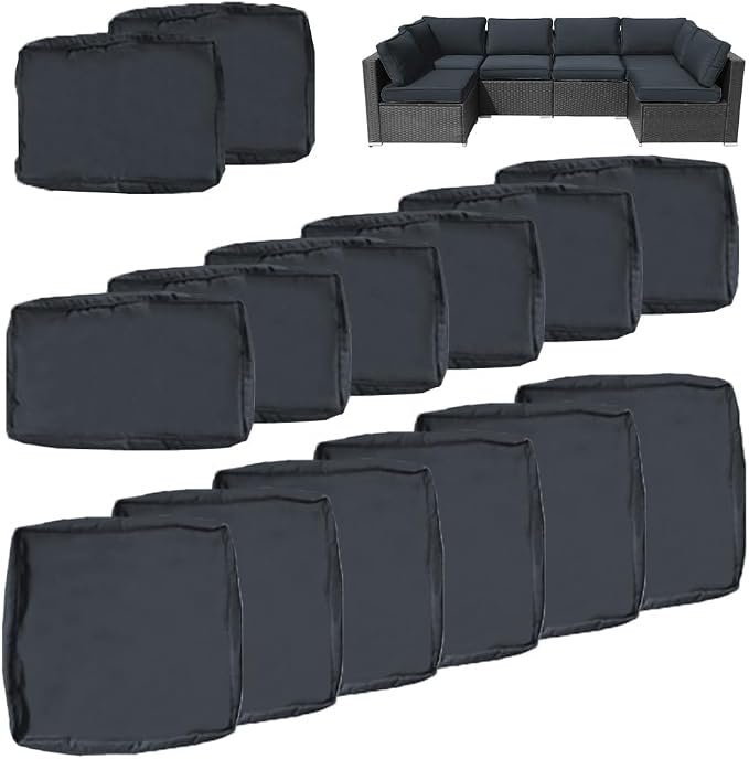 14Pcs Outdoor Cushion Covers Replacement Washable w/Zipper - Image 2
