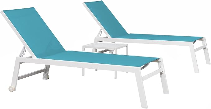 PURPLE LEAF Oversize Chaise Lounge Chair Outdoor 2 Pieces White Aluminum Lounge - Image 9