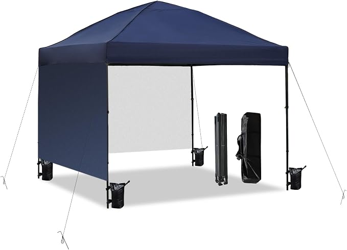 10x10 Pop Up Canopy Tent with 2 Sidewalls, Waterproof Shade Canopy with Sand by AERGERGER