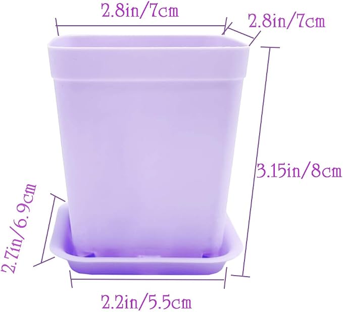 Anyumocz 24 Pack Plastic Square Nursery Pots 3 Inch Plastic Plant Pots - Image 2