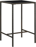 SKM Patio Bar Table Brown 27.6"x27.6"x43.3" Poly Rattan and Glass by SKM