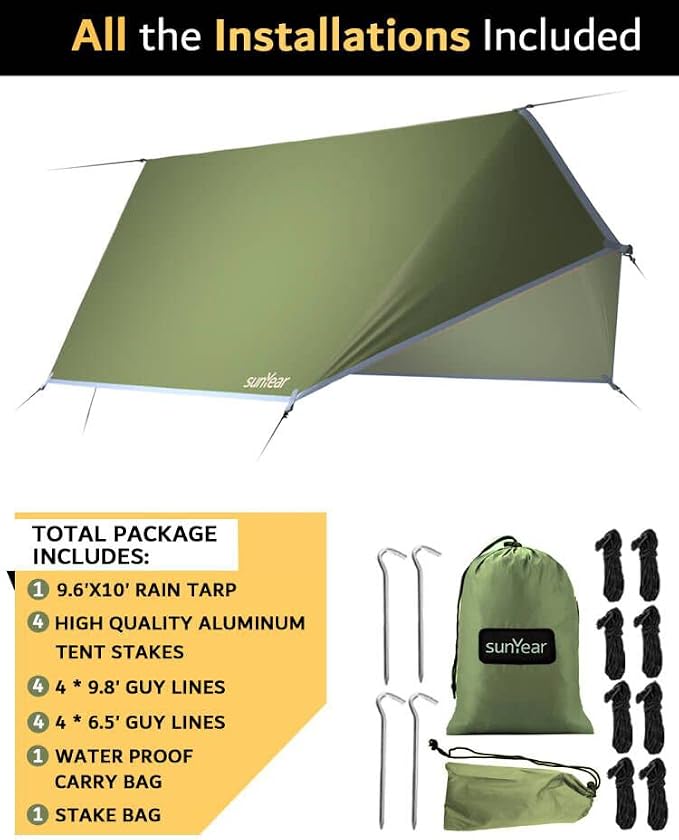 Sunyear Hammock Tent Rain Fly-Camping Hammock Outdoor Tarp-Small Door - Image 6
