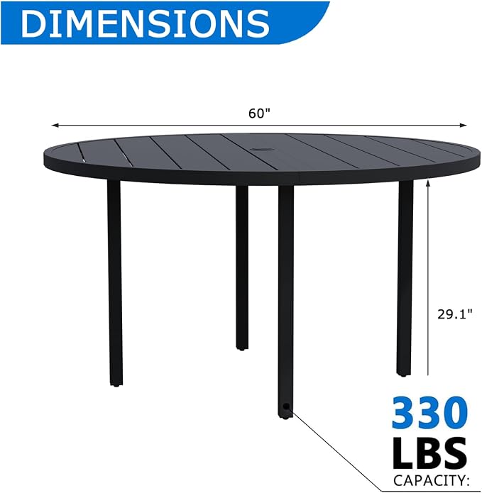 All-Weather 60" Round Outdoor Patio Table - Image 2