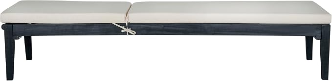 SAFAVIEH Outdoor Collection Montclair Dark Slate Grey Solid Wood/Beige Cushion - Image 10