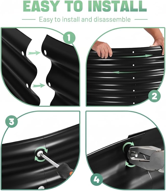 AHEONLAR 3 Pack 6×3×1ft Galvanized Raised Garden Beds, Oval Durable Planter - Image 4