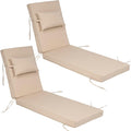 Outdoor Chaise Lounge Cushions Set of 2, Waterproof Fade Resistant Patio by Actualaction