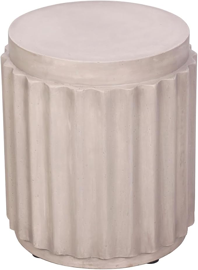 Afterglow Terrafab Material Outdoor Round Side Table, Natural Decorative Garden by Afterglow