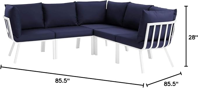 Modway Riverside Outdoor Patio Aluminum Sectional Set, 85. 5" L x 85. 5" W x - Image 10