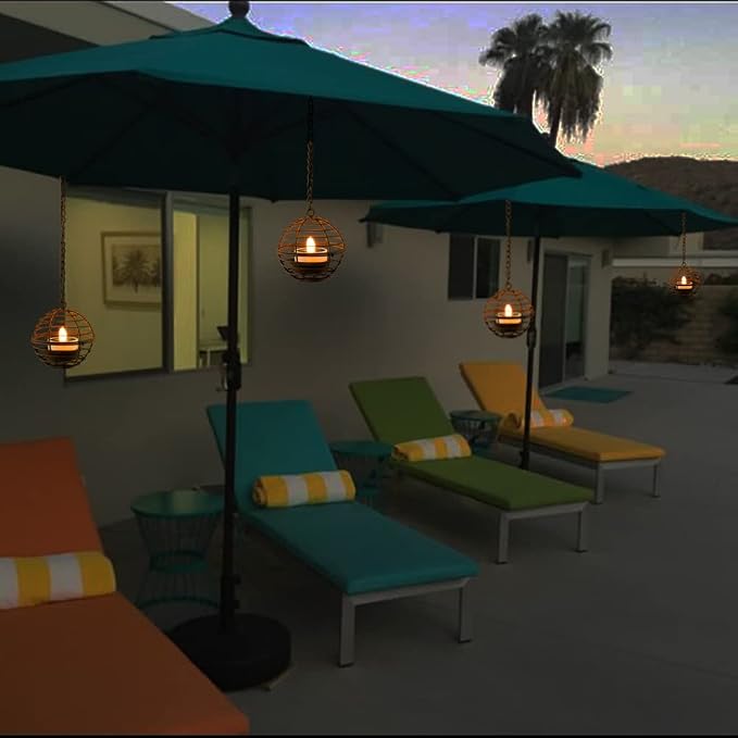 Solar Hanging Lanterns Outdoor Waterproof, Rust Iron Ball Candle Holder - Image 5