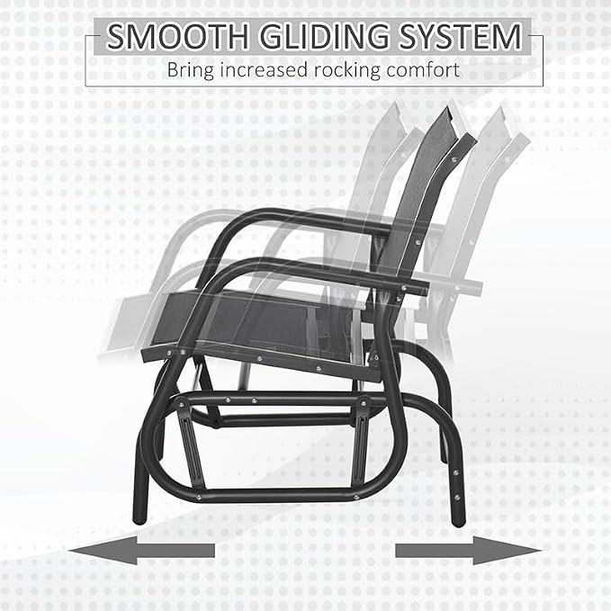 Outsunny Porch Glider Set of 2, Metal Frame Swing Glider Chair - Image 4