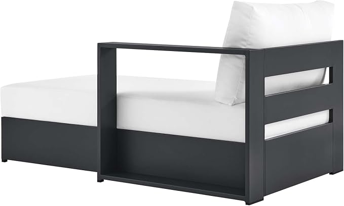 Modway Tahoe Powder-Coated Aluminum Outdoor Chaise Lounge in Gray White - Image 5