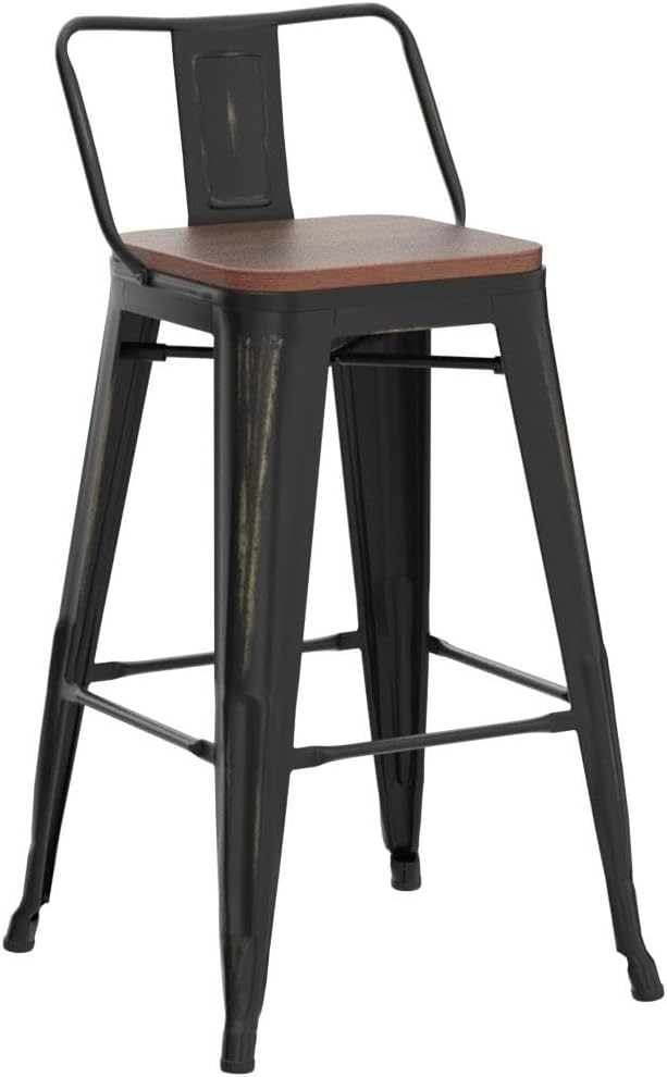 Andeworld Bar Stools Set of 4 Bar Height Stools Industrial Metal Barstools - Image 5