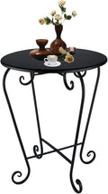 Small Patio Side Table, Round Metal Side Table, Weather Resistant Anti-Rust by Wtiujhg
