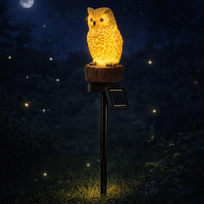 iStatue Solar Owl Garden Stake Lights, Realistic Resin Owl Outdoor Decor by iStatue