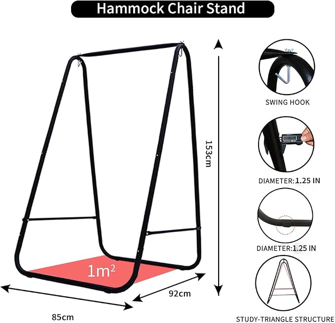 YUCAN Hammock Chair Stand with Hanging Swing Chair Included, Weather Resistant - Image 2