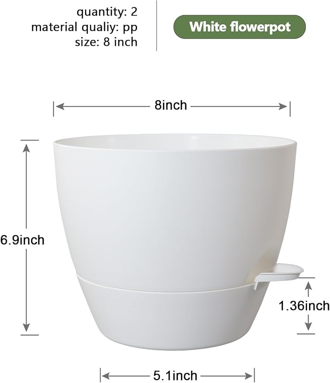 8 inch Self Watering Pots, Plant Pots - Image 3