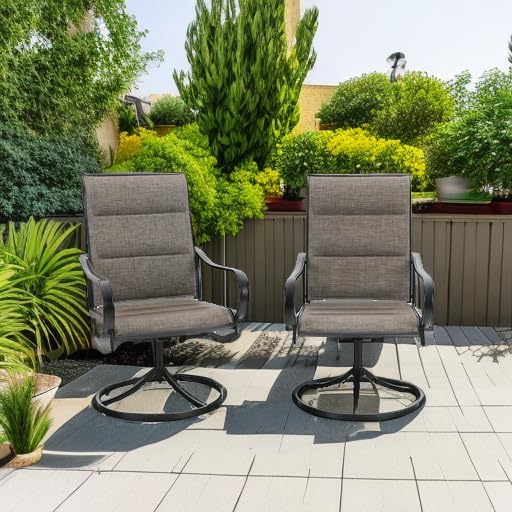 PHI VILLA Outdoor Swivel Patio Dining Chairs Set of 2, All Weather Patio Chair - Image 2