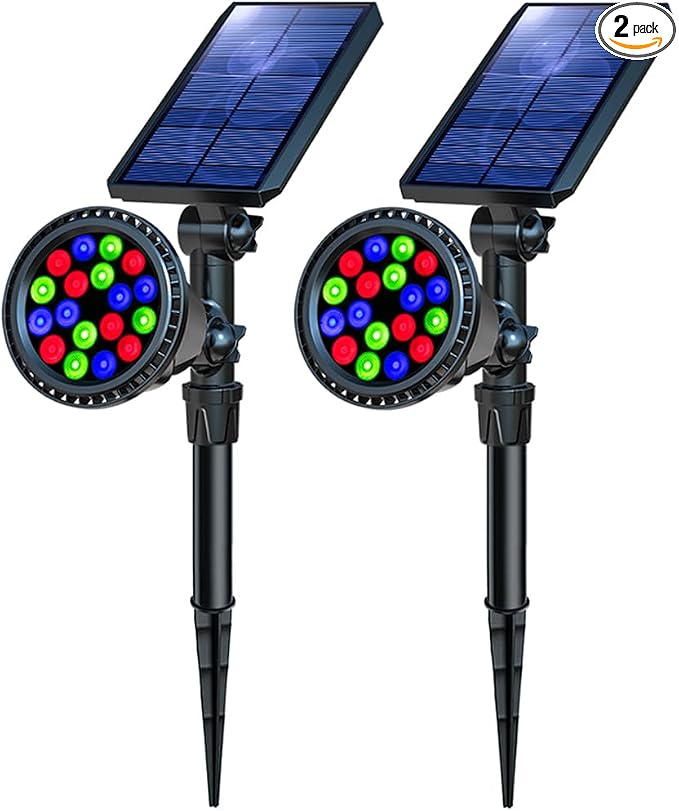Solar Outdoor Lights, 9 Modes Color Changing 18 LED Halloween Solar Spot Lights by OSORD