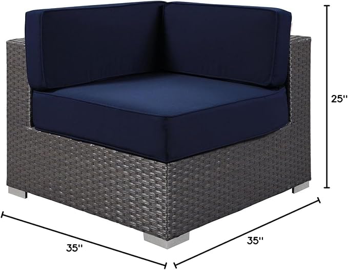 Modway Sojourn Wicker Rattan Outdoor Patio Sunbrella Fabric Corner in Canvas - Image 2
