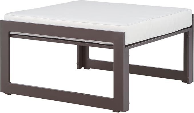 Modway Fortuna Aluminum Outdoor Patio Ottoman in Brown White - Image 3