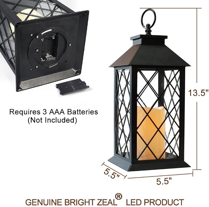 Bright Zeal 13.5" Black Vintage Candle Lantern - Image 7