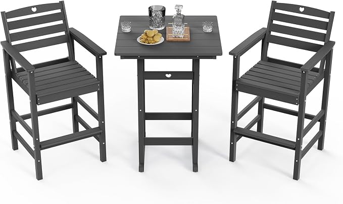 3-Piece HDPE Outdoor Bar, Outdoor Bar Stools and Outdoor Bar Table - Image 8
