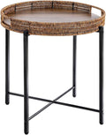 19in Round Rattan Side Table by JYXIN