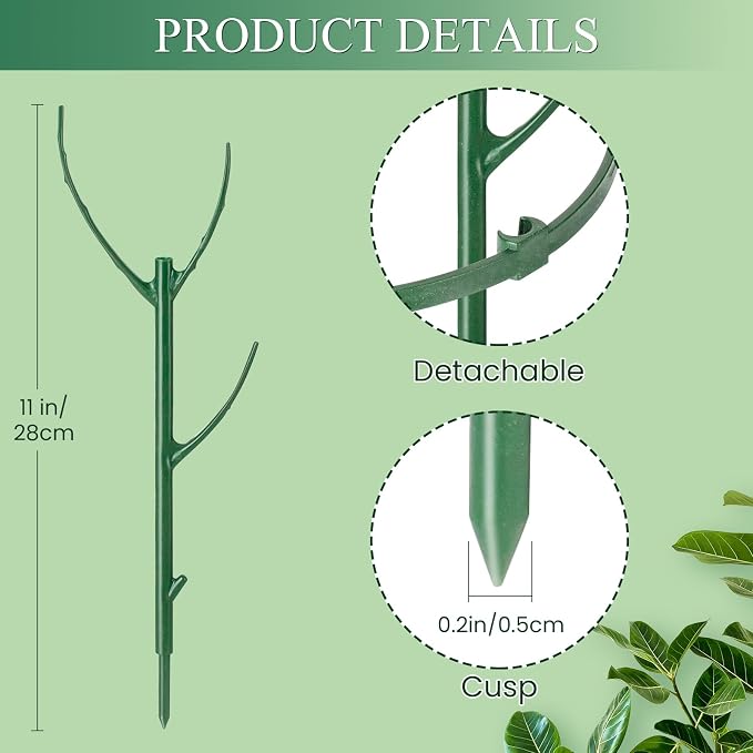 9 Pack Plant Support Stakes & Plant Cage Support Rings, Plant Stakes - Image 4