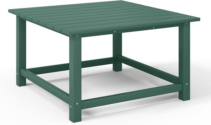 WestinTrends Malibu Low Outdoor HDPE Square Patio Coffee Table, Dark Green - Image 7