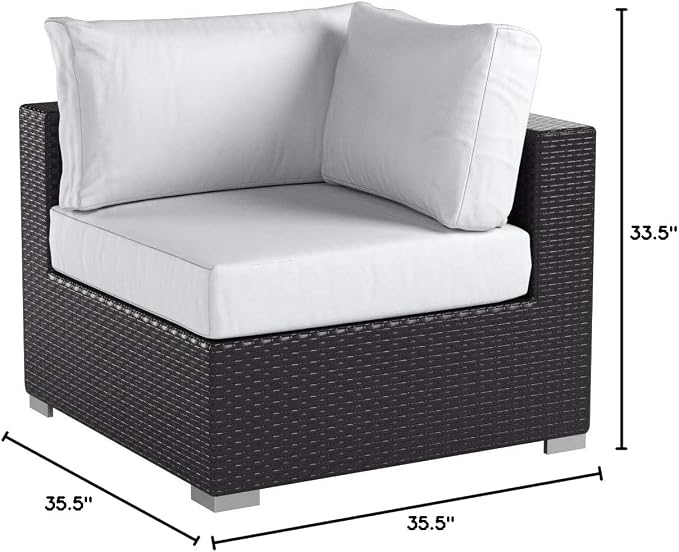 Modway Convene Wicker Rattan Outdoor Patio Sectional Sofa Corner Seat in - Image 2