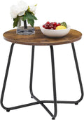 VECELO Patio Outdoor Side Snack Table, Small Round Anti-Rust Metal Style by VECELO