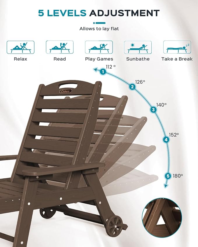 Ciokea Outdoor Chaise Lounge Chair Set of 2, Patio Lounge Chairs - Image 4