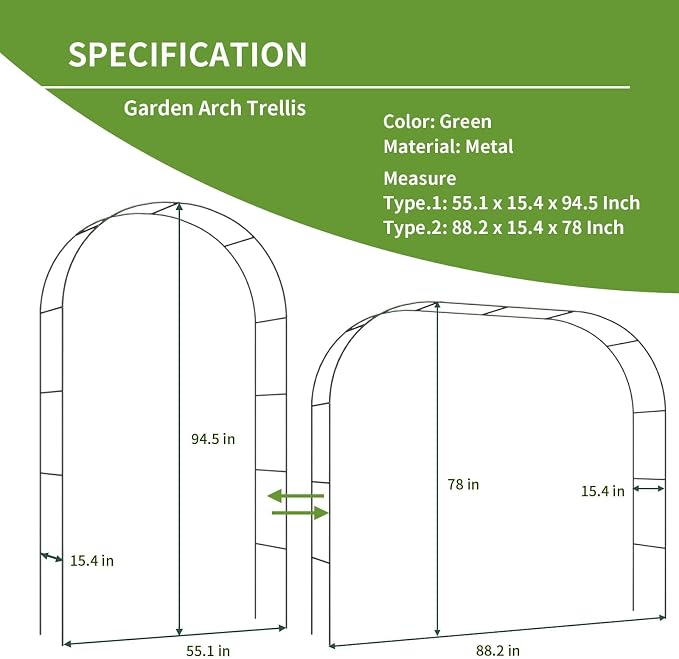 Metal Garden Arch Trellis for Climbing Plants Outdoor, Garden Arbors and Arches - Image 6