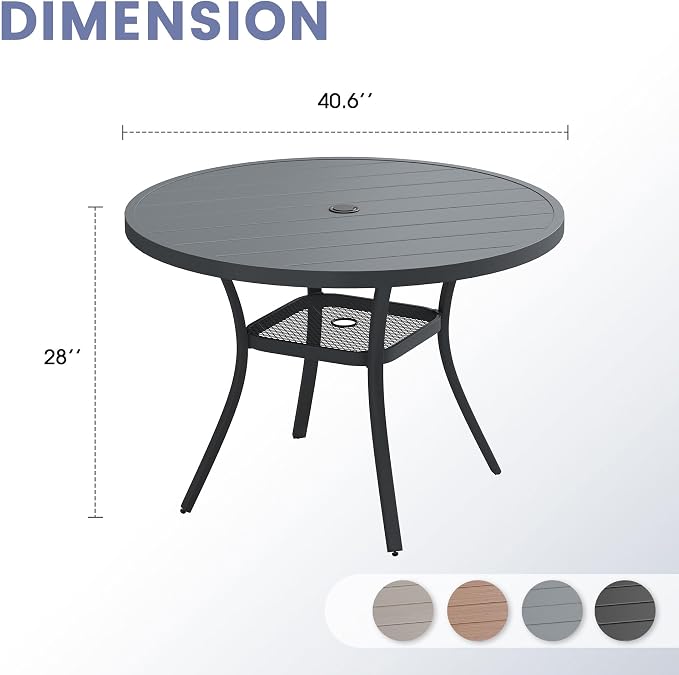 VICLLAX 40.6" Round Patio Table, Outdoor Dining Table - Image 3