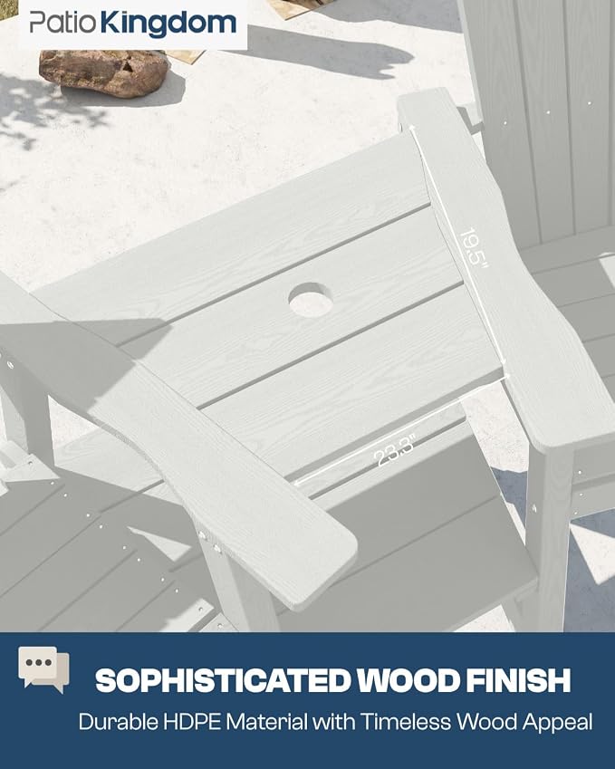 Tall Adirondack Chairs Set of 2, Bar Height HDPE Deck Chairs - Image 4