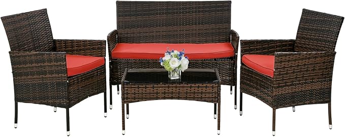 PayLessHere Outdoor Furniture Set 4 Pcs Modular Patio Furniture Set Water by PayLessHere