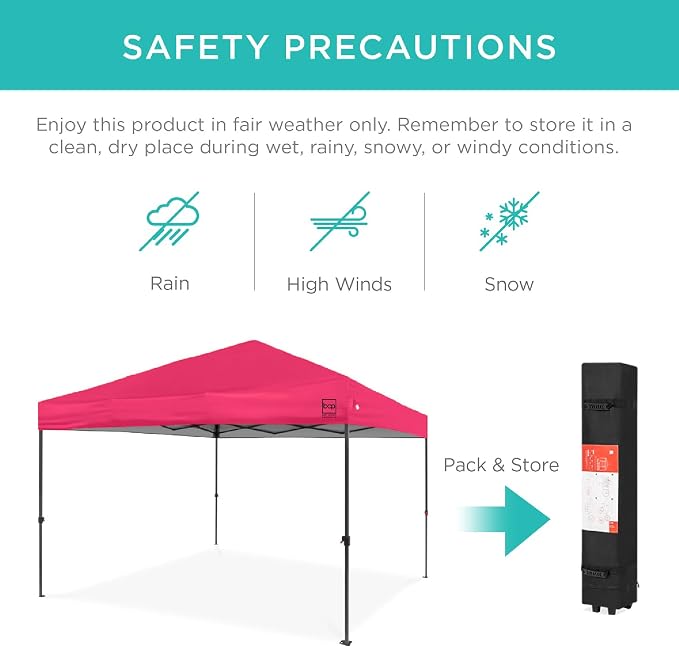 Best Choice Products 10x10ft Pop Up Canopy Tent, Outdoor Shade, 1 Person 1 - Image 5