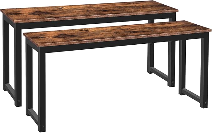 HOOBRO Dining Benches, Pair of 2 Industrial Style Indoor Benches, Durable Metal by HOOBRO