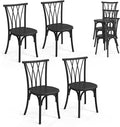 VINGLI Plastic Outdoor Dining Chairs Set of 4, Stackable Patio Dining Chairs by VINGLI