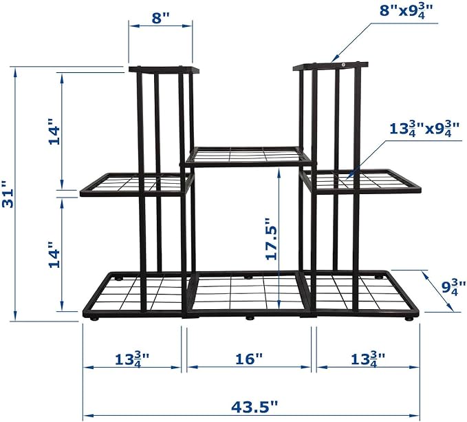 MTB Garden 3 Tier 8 Potted Metal Large Plant Stand - Image 4